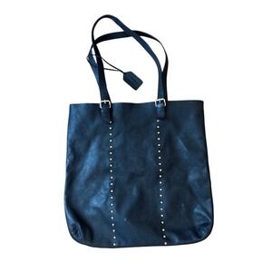 Genuine Leather Tote Bag Womens Black Studded‎ Boho SIZE Large